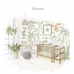 Wie arrangiere ich ein Zimmer für ein Kind und wähle ein Baby oder ein Kinderbett im Urban Jungle-Stil?